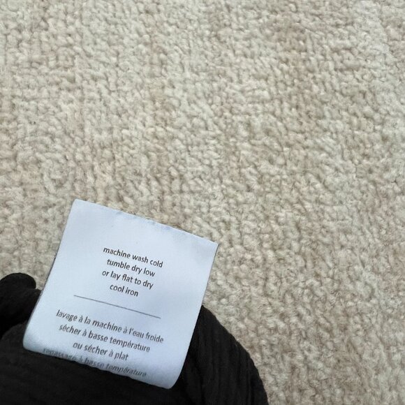 Oak + Fort Long Sleeve Black Faux Wrap Ribbed Knit Top M Asymmetric - Picture 8 of 9